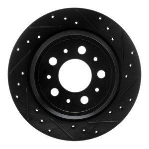 Volvo V70 Brake Rotor (1) - Rear Right - R1 Concepts - Drilled & Slotted - Black - `99-`00